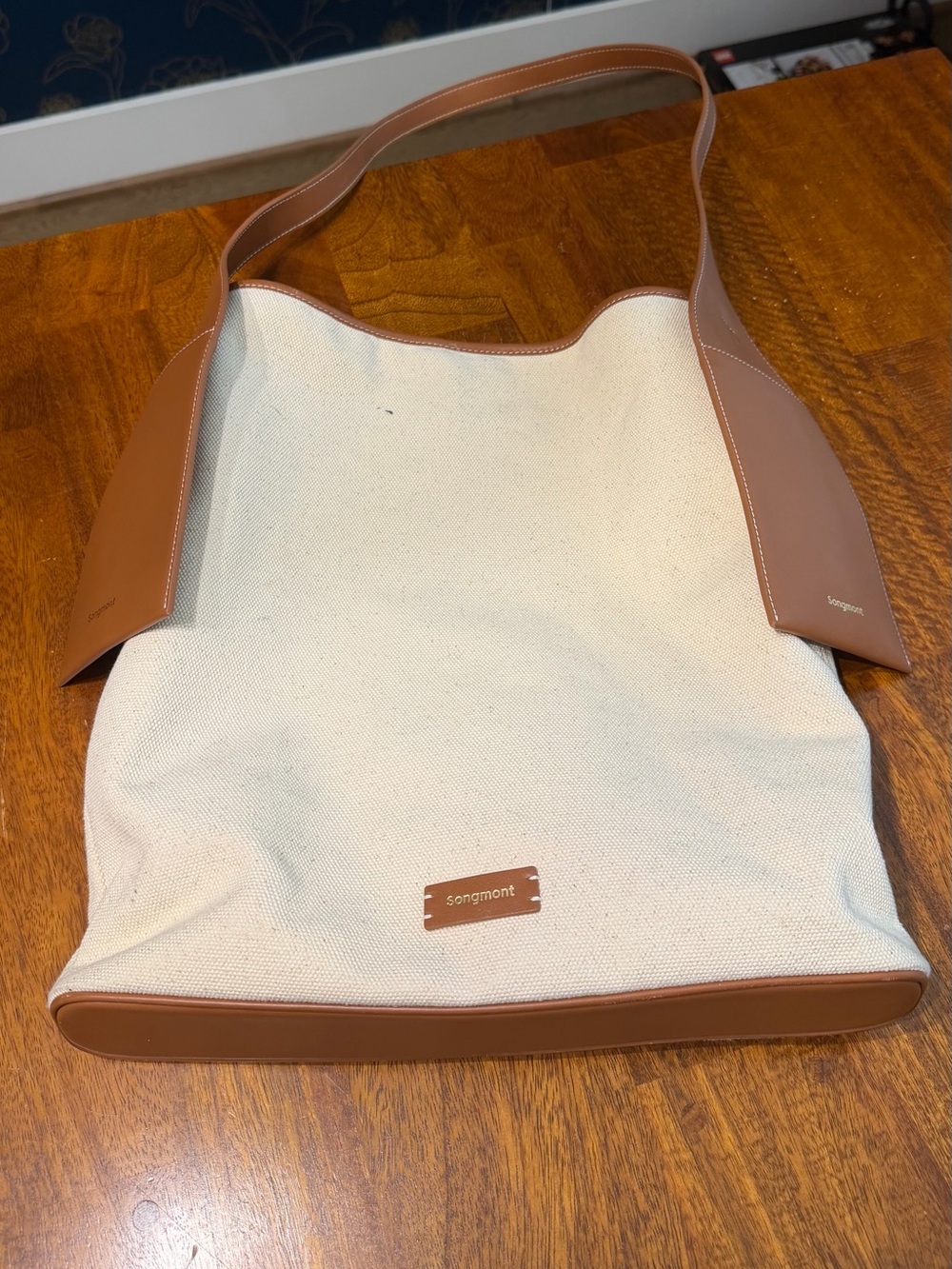 Songmont Medium Drippy Tote - Canvas/Brown Leather